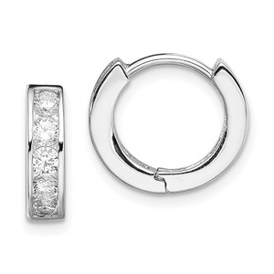 Sterling Silver Rhodium-plated CZ Hinged Hoop Earrings - QE-E53494FC-1484