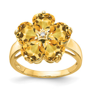 14k 6mm Heart Citrine AA Diamond ring - Y4-330A5945-3287
