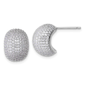 Sterling Silver Rhodium-plated CZ Pave Polished Post Earrings
