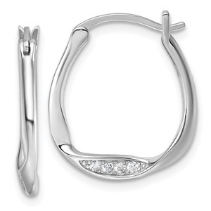Sterling Silver Rhodium-plated CZ Polished Twist Hoop Earrings