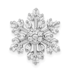 Sterling Silver Rhodium-plated CZ Snowflake Chain Slide - QP-E21106F8-2890