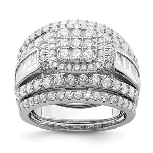 Sterling Silver Rhodium-plated CZ Square Cut 3 Piece Set Ring - QR-DCEBEE73-7318