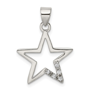 Sterling Silver Rhodium-plated CZ Star Pendant - QP-5D0DBC9E-3564