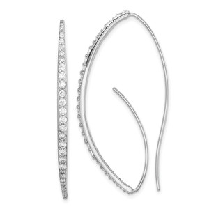 Sterling Silver Rhodium-plated CZ Threader Earrings - QE-2A2FA966-4715