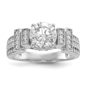 Sterling Silver Rhodium-plated CZ Tiered Pav‚ Ring - QR-A4424D0F-8046