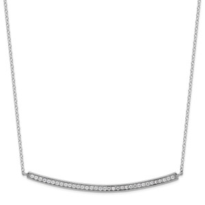 Sterling Silver Rhodium-plated CZ w/2in ext. Bar Necklace - QG-5C89126D-9274