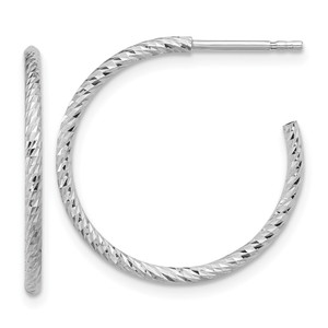 Sterling Silver Rhodium-plated D/C Hollow Tube C-Hoop Earrings - QE-0C601B58-4427