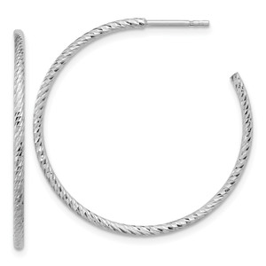 Sterling Silver Rhodium-plated D/C Hollow Tube C-Hoop Earrings - QE-353D5192-5879