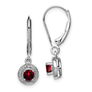 Sterling Silver Rhodium-plated Diam. & Garnet Earrings - QB-C68CCCBA-5065