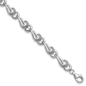Sterling Silver Rhodium-plated Diam. Bracelet - QD-804FBEB6-6472