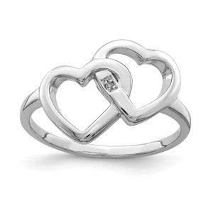 Sterling Silver Rhodium-plated Diamond accent Intertwined Heart Ring - QR-BBE2D31C-7577