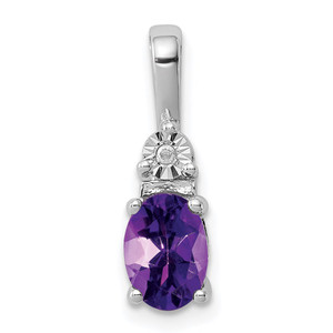 Sterling Silver Rhodium-plated Diamond and Amethyst Pendant - QP-718951F0-2532
