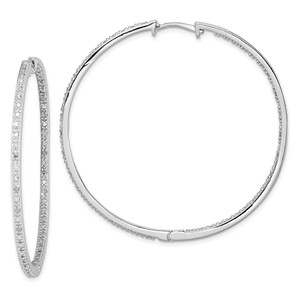 Sterling Silver Rhodium-plated Diamond In & Out Hoop Earrings - QE-73869CBF-6513