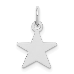 Sterling Silver Rhodium-plated Engraveable Star Disc Charm - QM-1CF1EA96-5555