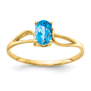 14k 6x4mm Oval Blue Topaz Checker ring
