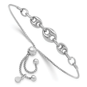 Sterling Silver Rhodium-plated Fancy Adjustable Bracelet - QG-09368E99-1330