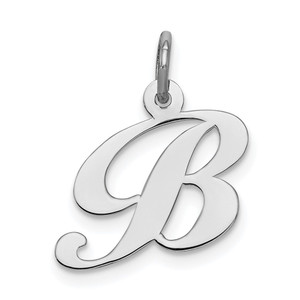 Sterling Silver Rhodium-plated Fancy Script Letter B Initial Charm - QC-960C373C-4658
