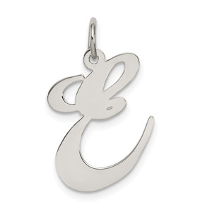 Sterling Silver Rhodium-plated Fancy Script Letter E Initial Charm - QC-DAA487F3-2352