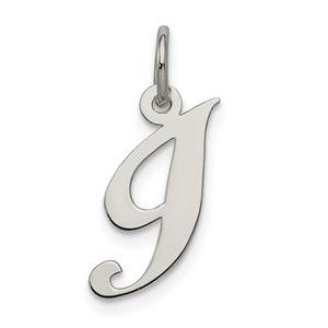 Sterling Silver Rhodium-plated Fancy Script Letter I Initial Charm - QC-66082764-1410