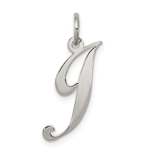 Sterling Silver Rhodium-plated Fancy Script Letter J Initial Charm - QC-F3066134-1843