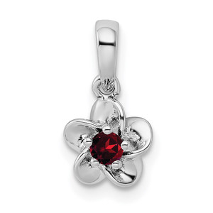 Sterling Silver Rhodium-plated Floral Garnet Pendant - QB-770E18F2-4941