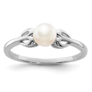 Sterling Silver Rhodium-plated FW Cultured Pearl Ring - QB-5EA32F60-5653