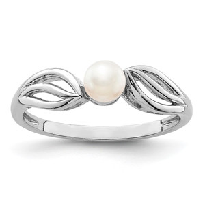 Sterling Silver Rhodium-plated FW Cultured Pearl Ring - QB-5FBE9415-5525