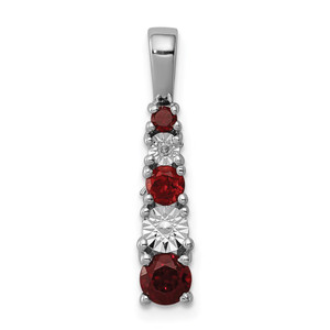 Sterling Silver Rhodium-plated Garnet & Diamond Pendant - QP-1A0C3B3E-6660
