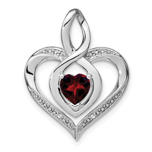Sterling Silver Rhodium-plated Garnet and Diamond Pendant - PM-64D099D9-4865