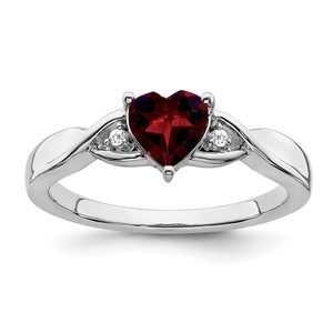Sterling Silver Rhodium-plated Garnet and Diamond Ring - RM-BE4891CC-7285