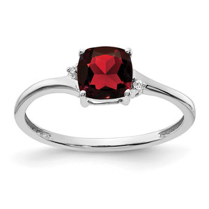 Sterling Silver Rhodium-plated Garnet and Diamond Ring - RM-E62080D9-3414