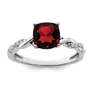 Sterling Silver Rhodium-plated Garnet and Diamond Ring - RM-EA87B7F5-6907