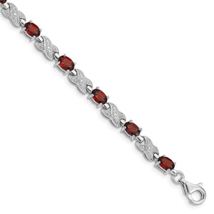 Sterling Silver Rhodium-plated Garnet Bracelet - QX-0CC3A9C7-3127