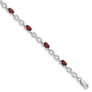 Sterling Silver Rhodium-plated Garnet Bracelet - QX-9AAA9F48-4377
