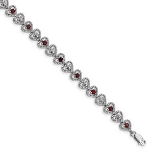 Sterling Silver Rhodium-plated Garnet Diamond Bracelet - QX-AFC0864A-5618