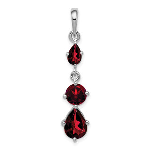 Sterling Silver Rhodium-plated Garnet Pendant - QP-F8D2C807-7411