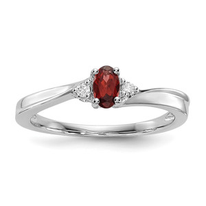 Sterling Silver Rhodium-plated Garnet/Diamond Birthstone Ring - QB-77BA1316-4314