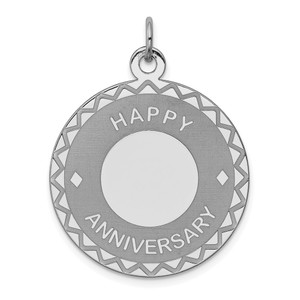 Sterling Silver Rhodium-plated Happy Anniversary Disc Charm - QC-2BCCD4E4-3967