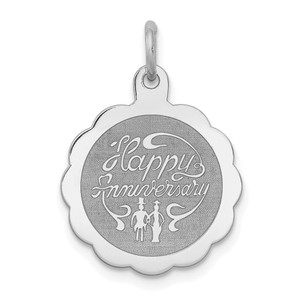 Sterling Silver Rhodium-plated Happy Anniversary Disc Charm - QC-334FD1F9-1105