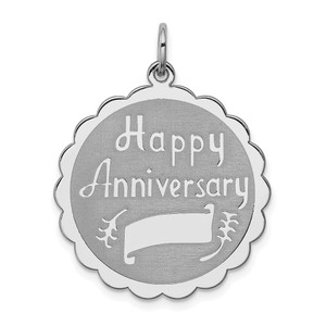 Sterling Silver Rhodium-plated Happy Anniversary Disc Charm - QC-E3D08299-6809