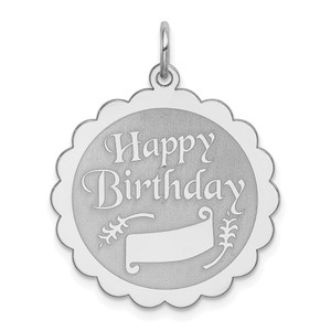 Sterling Silver Rhodium-plated Happy Birthday Disc Charm - QC-5422CB7B-2259