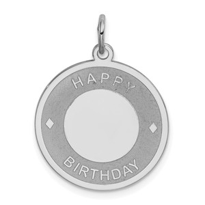 Sterling Silver Rhodium-plated Happy Birthday Disc Charm - QC-806EA62C-6756