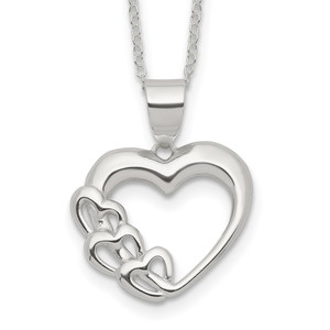 Sterling Silver Rhodium-plated Heart Necklace - QG-E4F3A602-3780