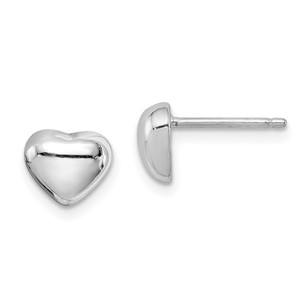 Sterling Silver Rhodium-plated Heart Post Earrings - QE-464E622A-6591