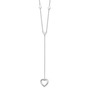 Sterling Silver Rhodium-plated Hearts w/2in ext. Y-Necklace