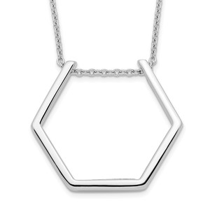 Sterling Silver Rhodium-plated Hexagon Necklace