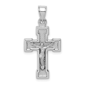 Sterling Silver Rhodium-plated Hollow Latin Crucifix Pendant - QC-1D3BF4B9-9356