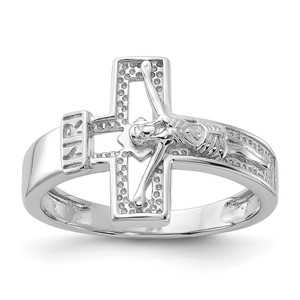 Sterling Silver Rhodium-plated INRI Crucifix Ring - QR-1A15D302-6484