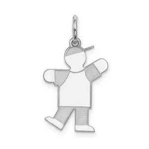 Sterling Silver Rhodium-plated Kid Charm - XK-172275F9-4744