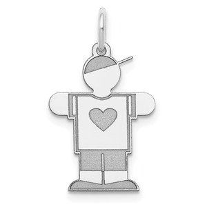 Sterling Silver Rhodium-plated Kid Charm - XK-2AC86955-7714